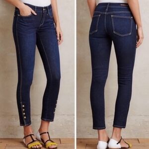 Pilcro And The Letterpress Jeans 25 Petite Dark Blue Cropped Skinny Ankle Snap